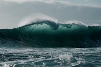 Powerful Crashing Ocean Wave In Deep Blue Water
