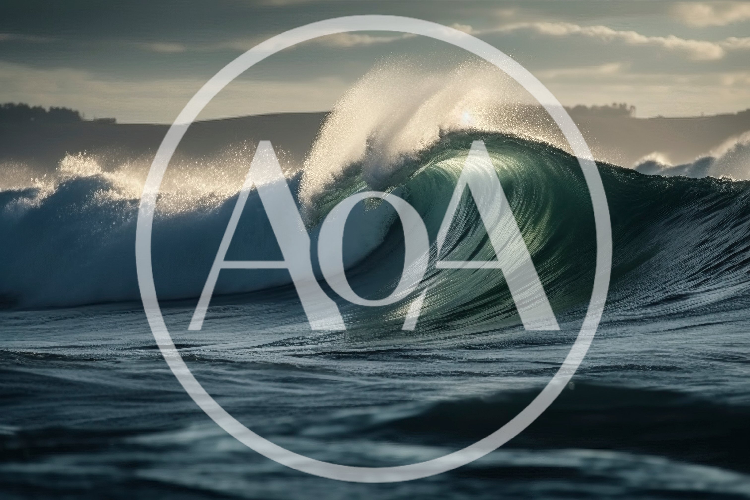 Powerful Ocean Wave Breaking At Sunset