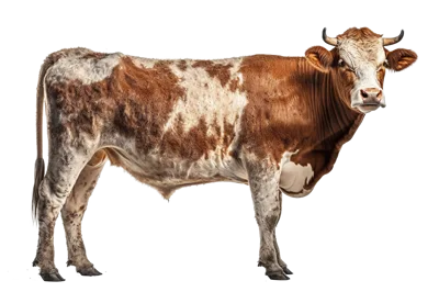 Brown and White Cow Standing Isolated