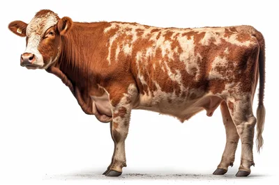 Full Body Profile Of A Spotted Brown Cow