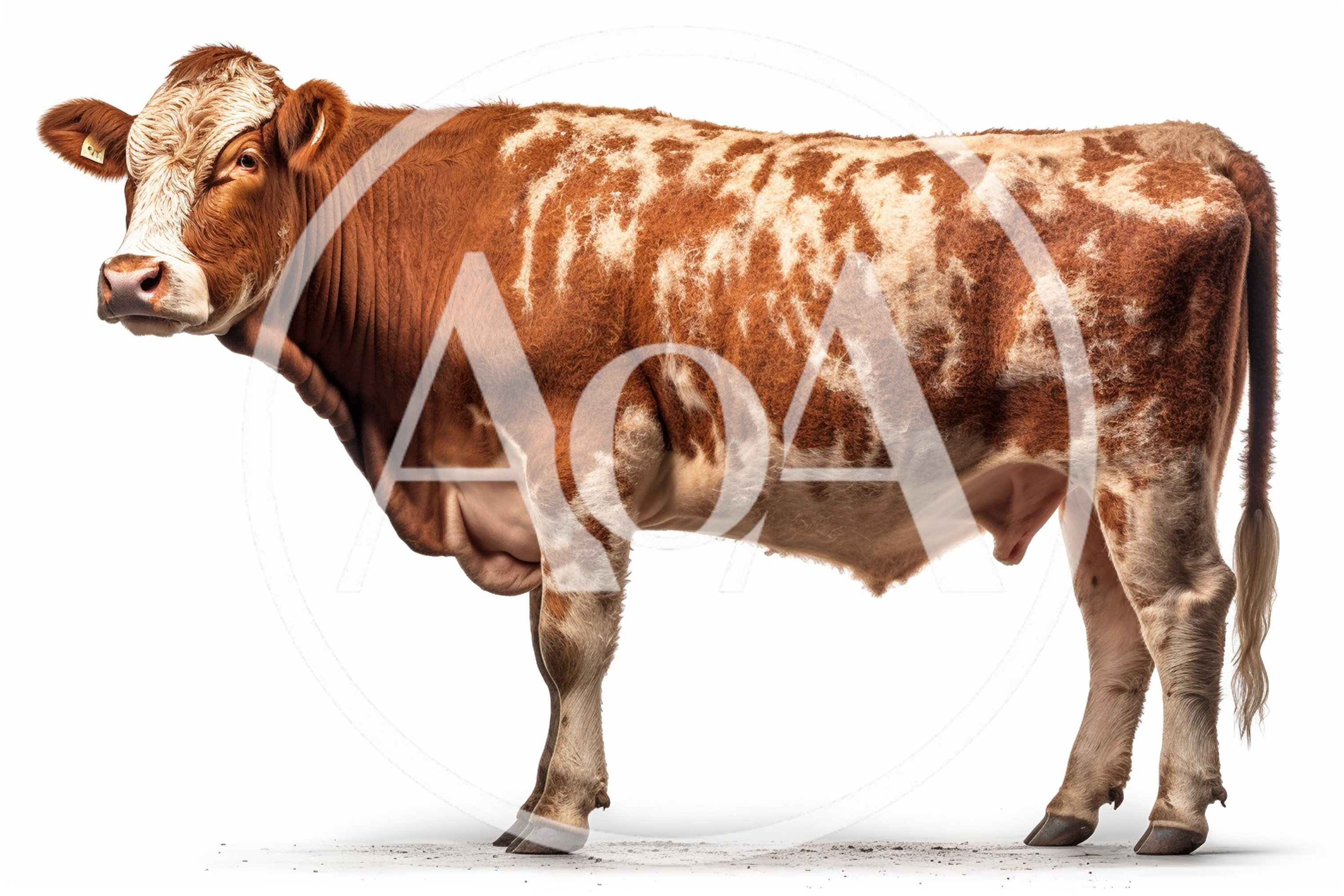 Full Body Profile Of A Spotted Brown Cow