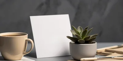 Minimalist Desk Setup With Coffee And Succulent