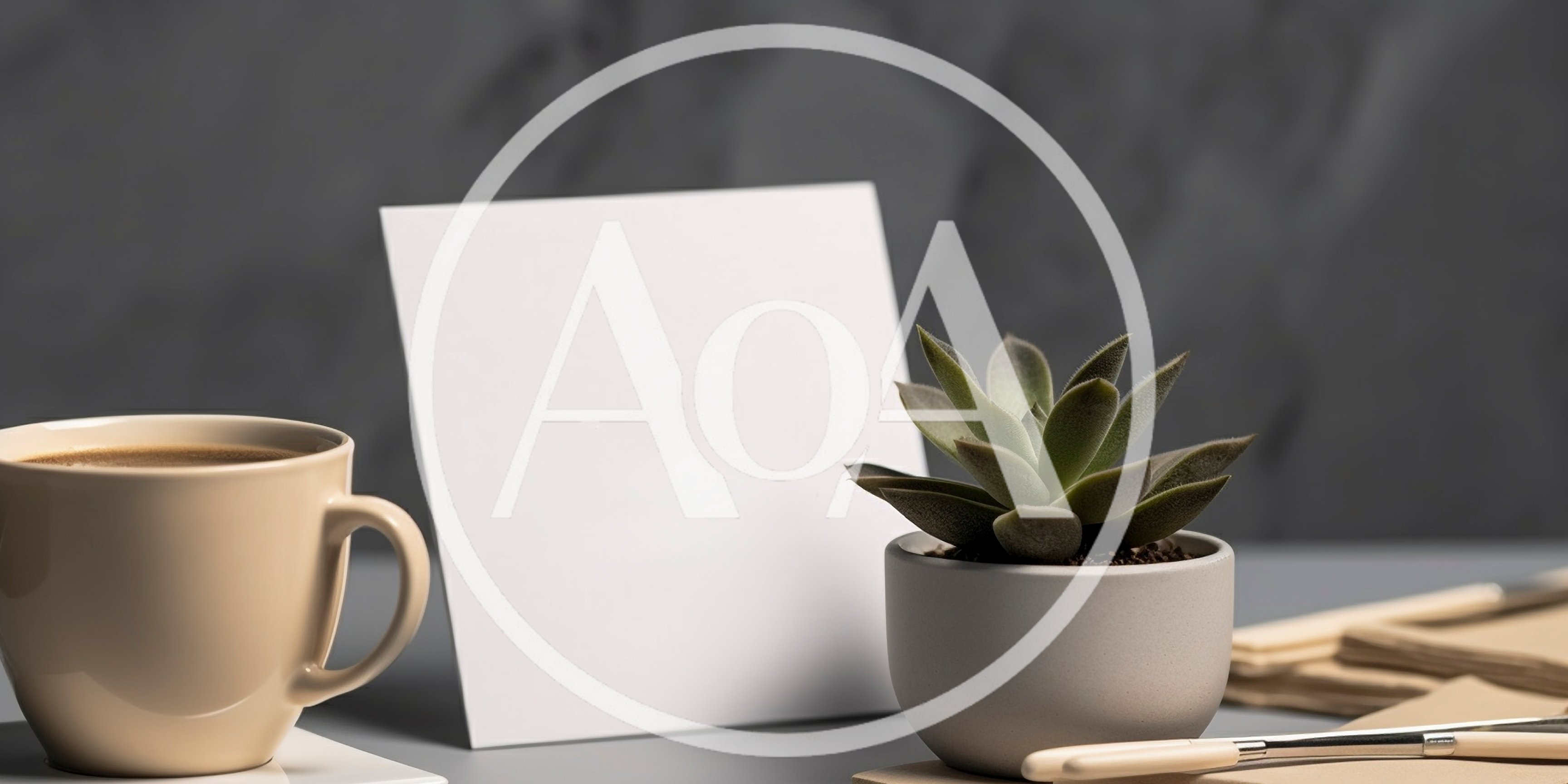Minimalist Desk Setup With Coffee And Succulent