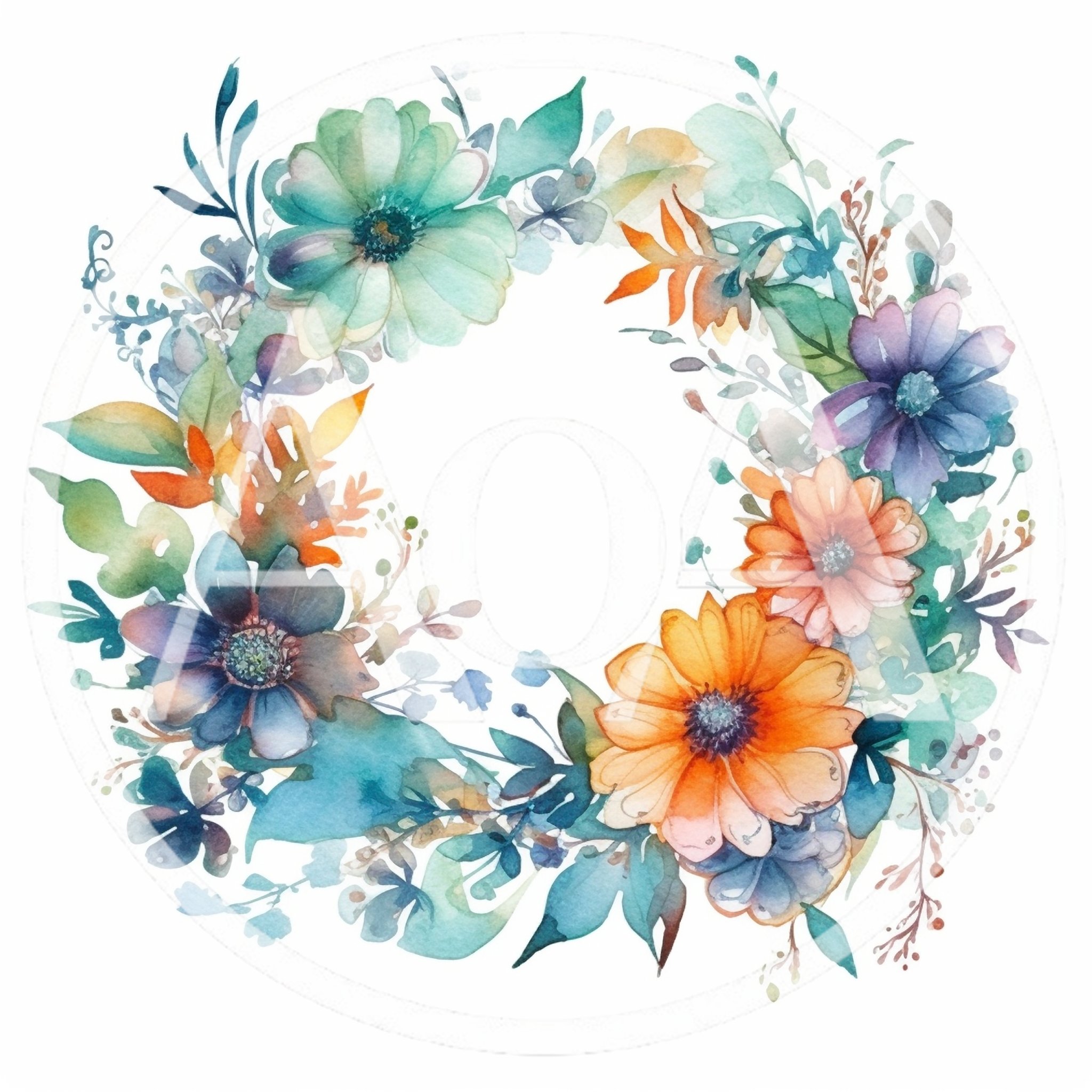 Watercolor Floral Wreath With Vibrant Spring Flowers