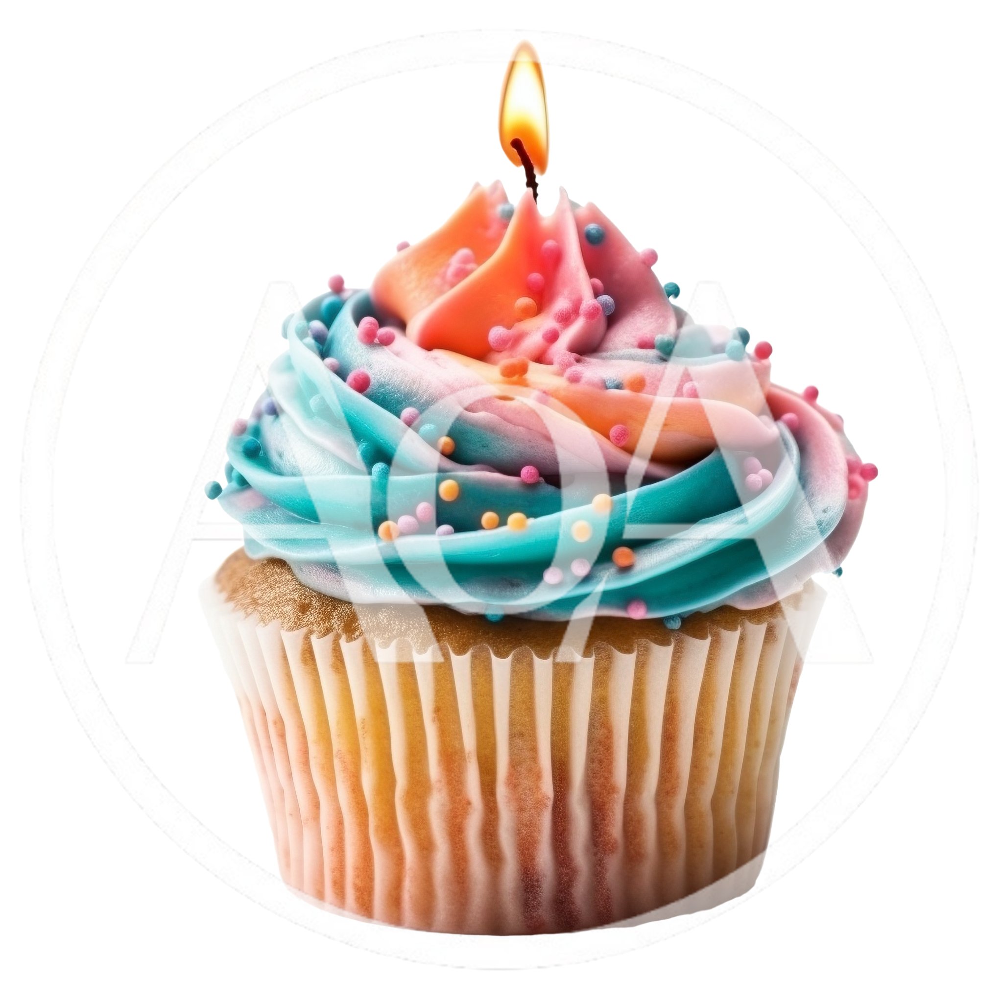 Single Birthday Cupcake With Lit Candle