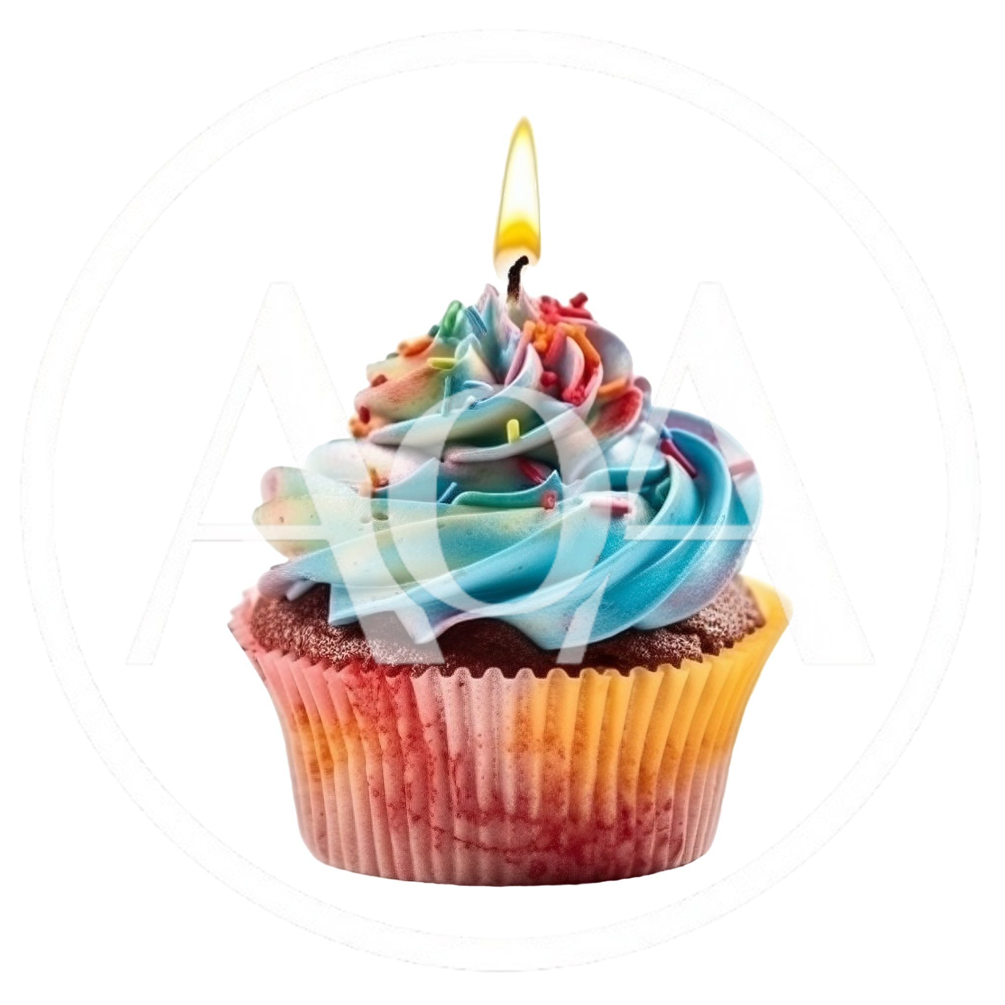 Single Cupcake With Lit Birthday Candle