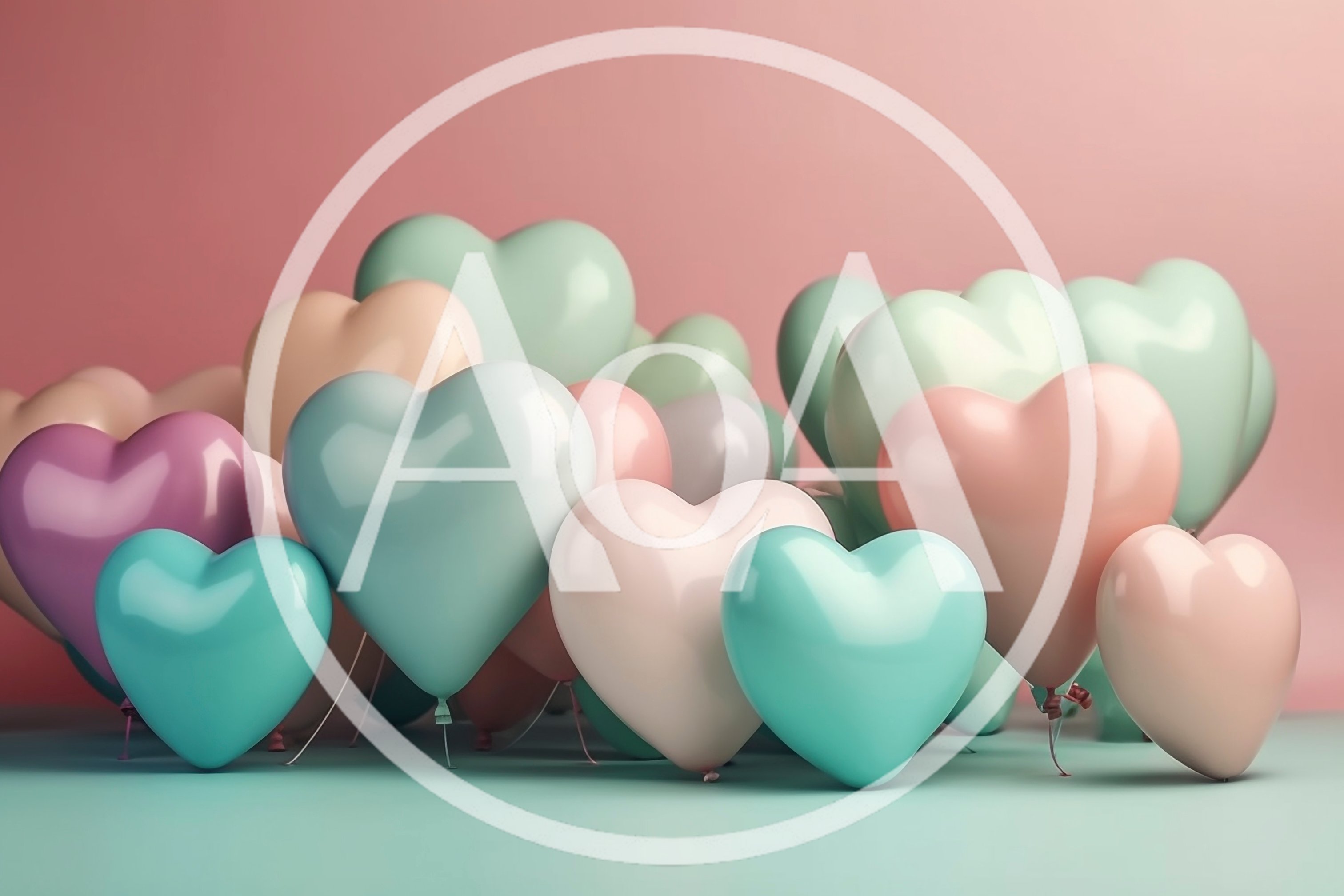 Pastel Heart Shaped Balloons Floating Together