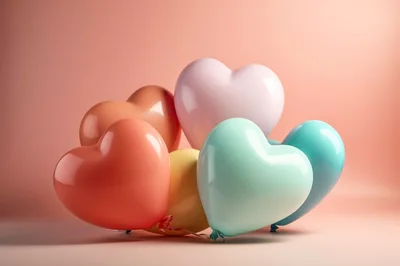 Group Of Colorful Heart Shaped Balloons