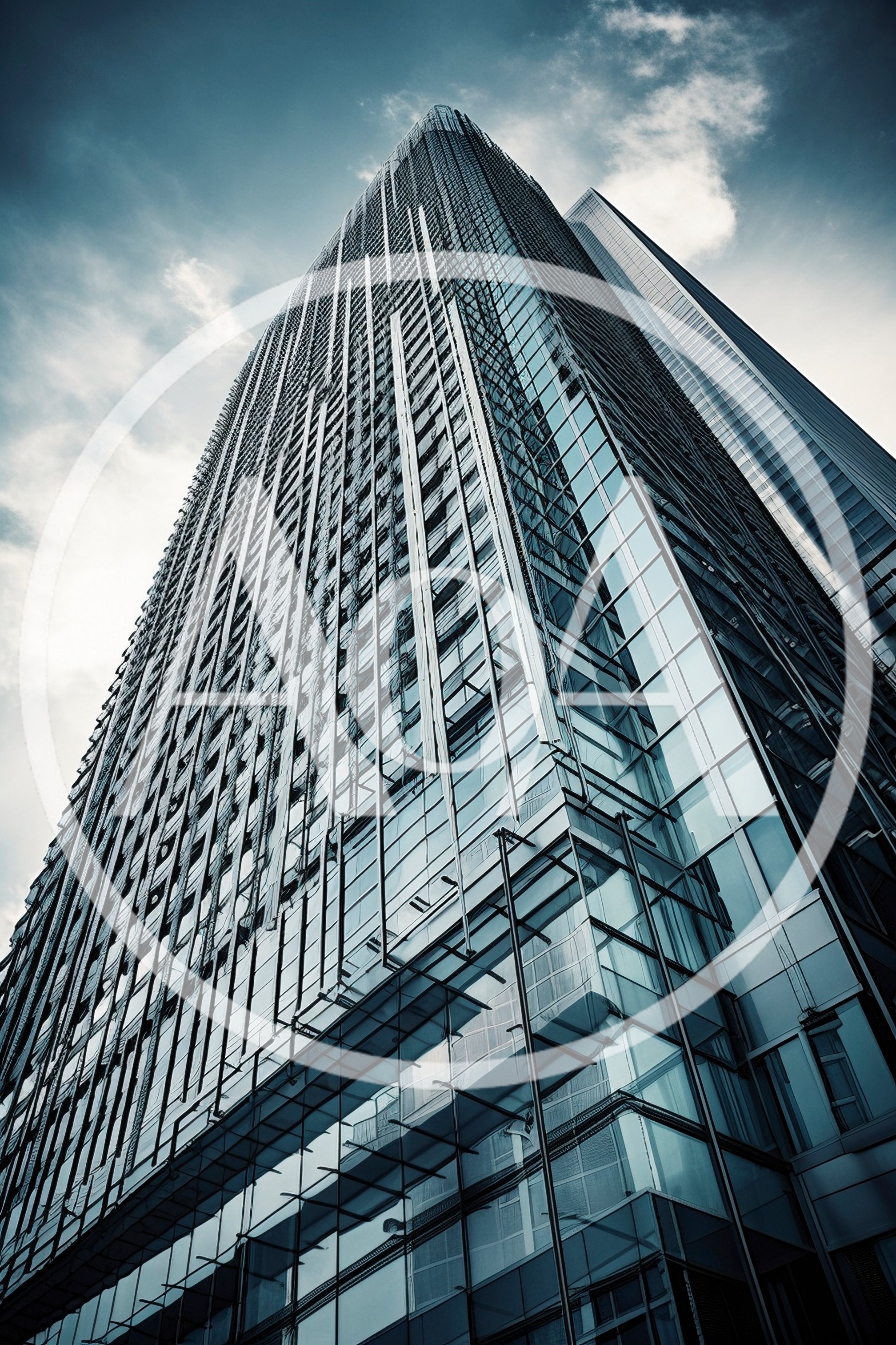 Low Angle View Of Modern Glass Skyscraper