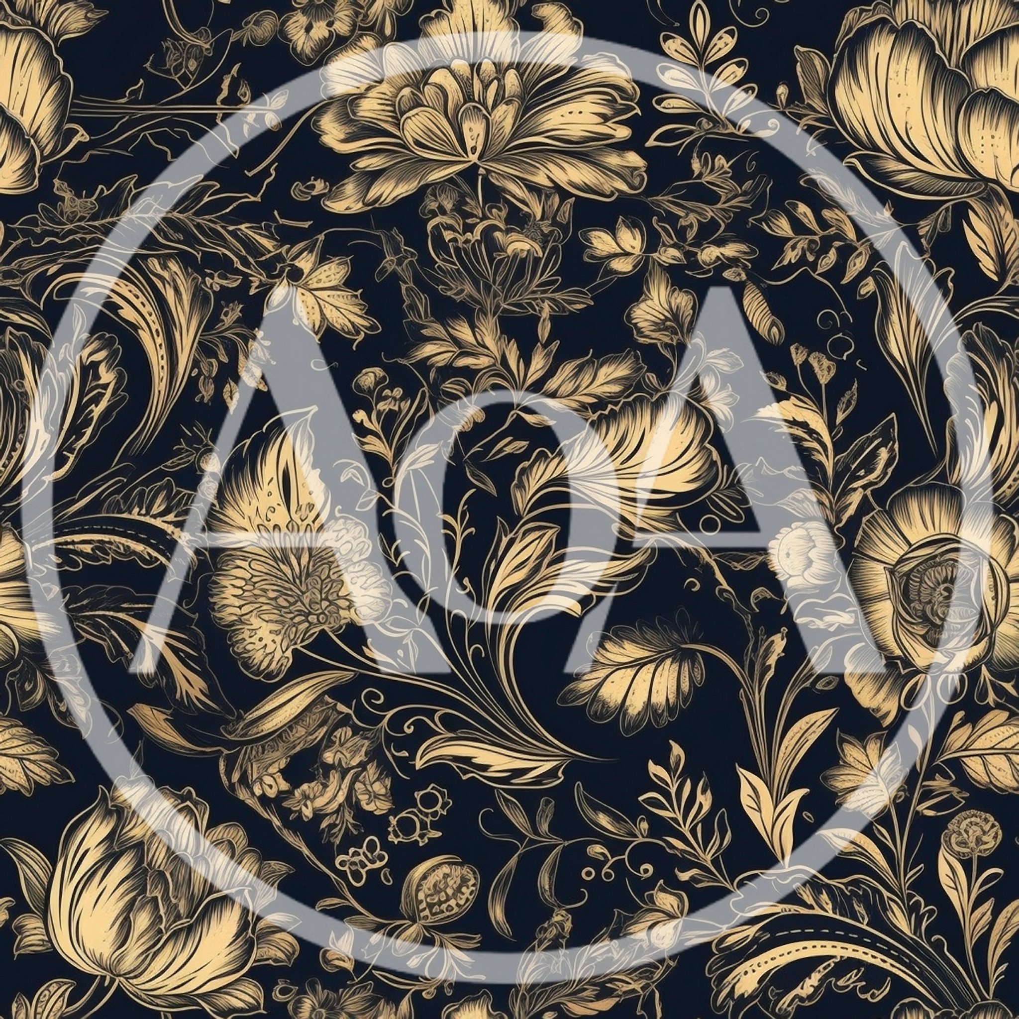Seamless Floral Pattern With Ornate Gold Botanical Illustrations