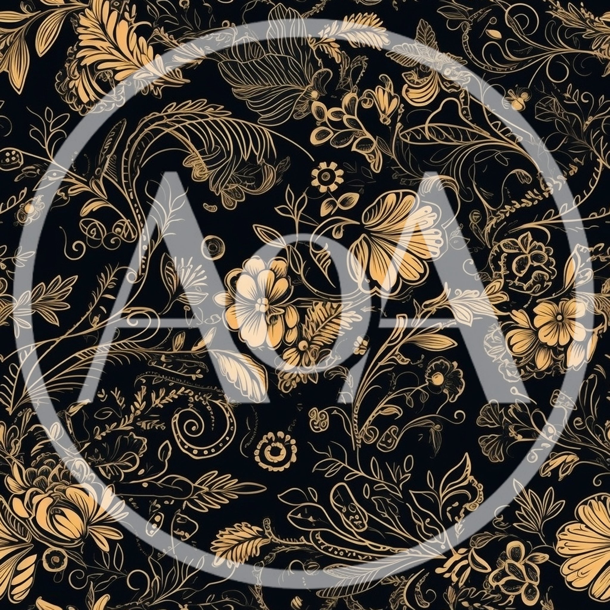 Elegant Gold Floral Pattern On Black Background