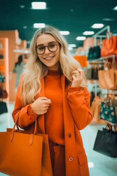 Young Woman Shopping for Handbags in a Boutique