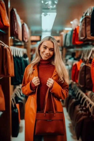 Young Woman Shopping For Handbags In A Boutique