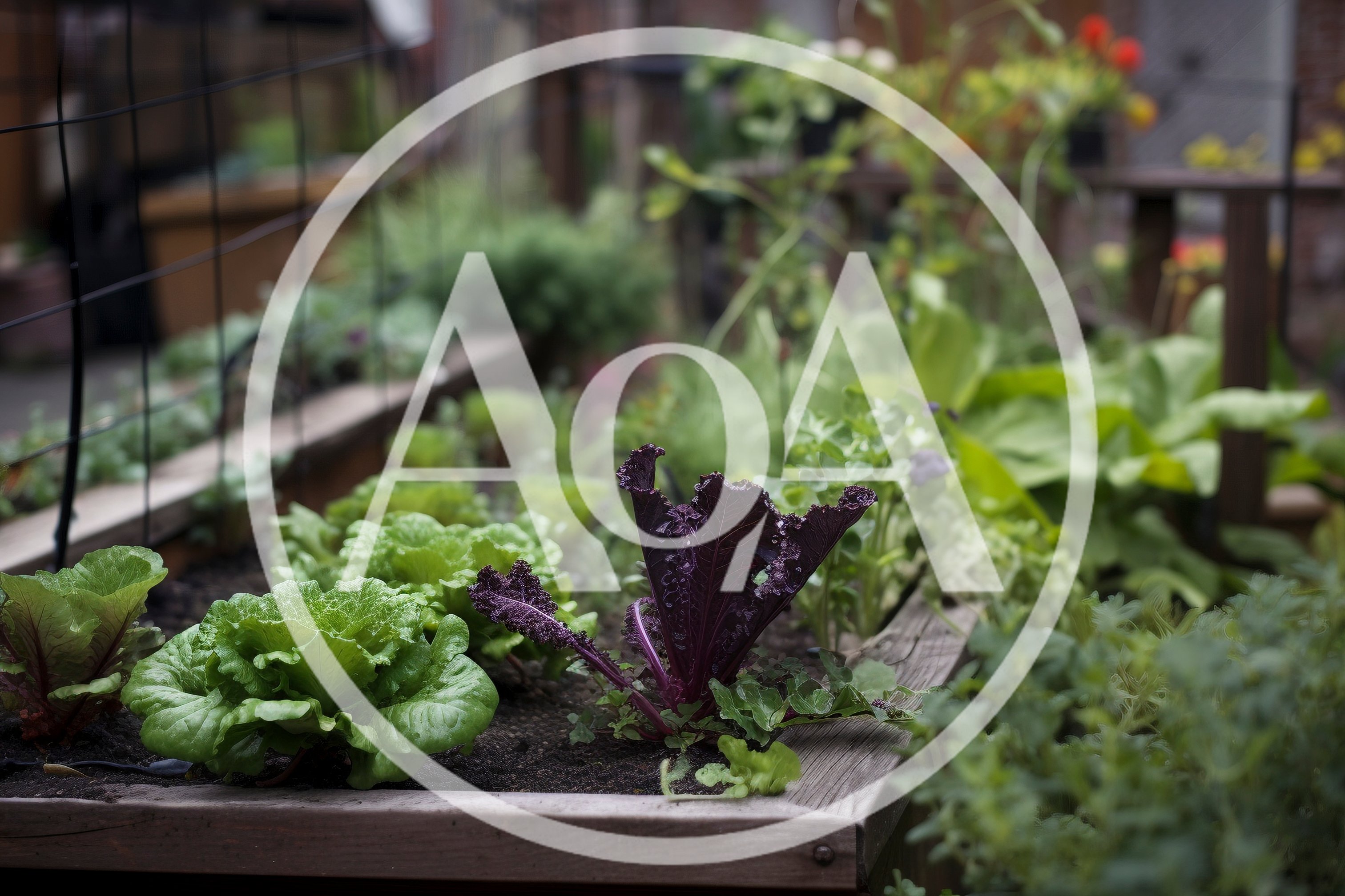 Fresh Leafy Greens Growing In A Wooden Garden Bed