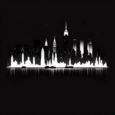 Minimalist Black And White New York City Skyline Silhouette