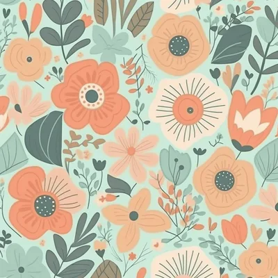 Seamless Floral Pattern With Hand Drawn Botanical Elements