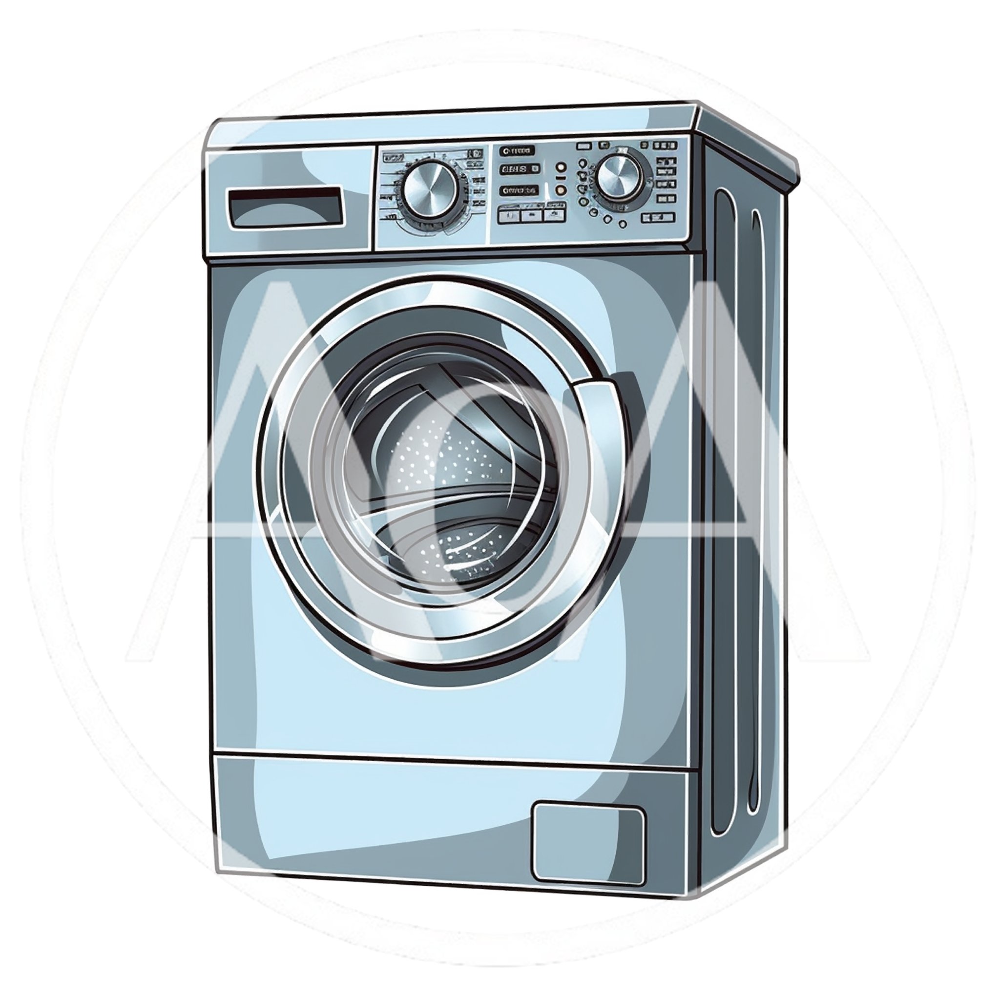 Modern Front Loading Washing Machine Illustration