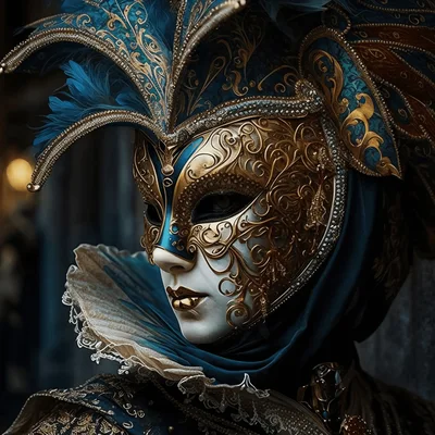 Venetian Masquerade Mask With Ornate Gold Filigree