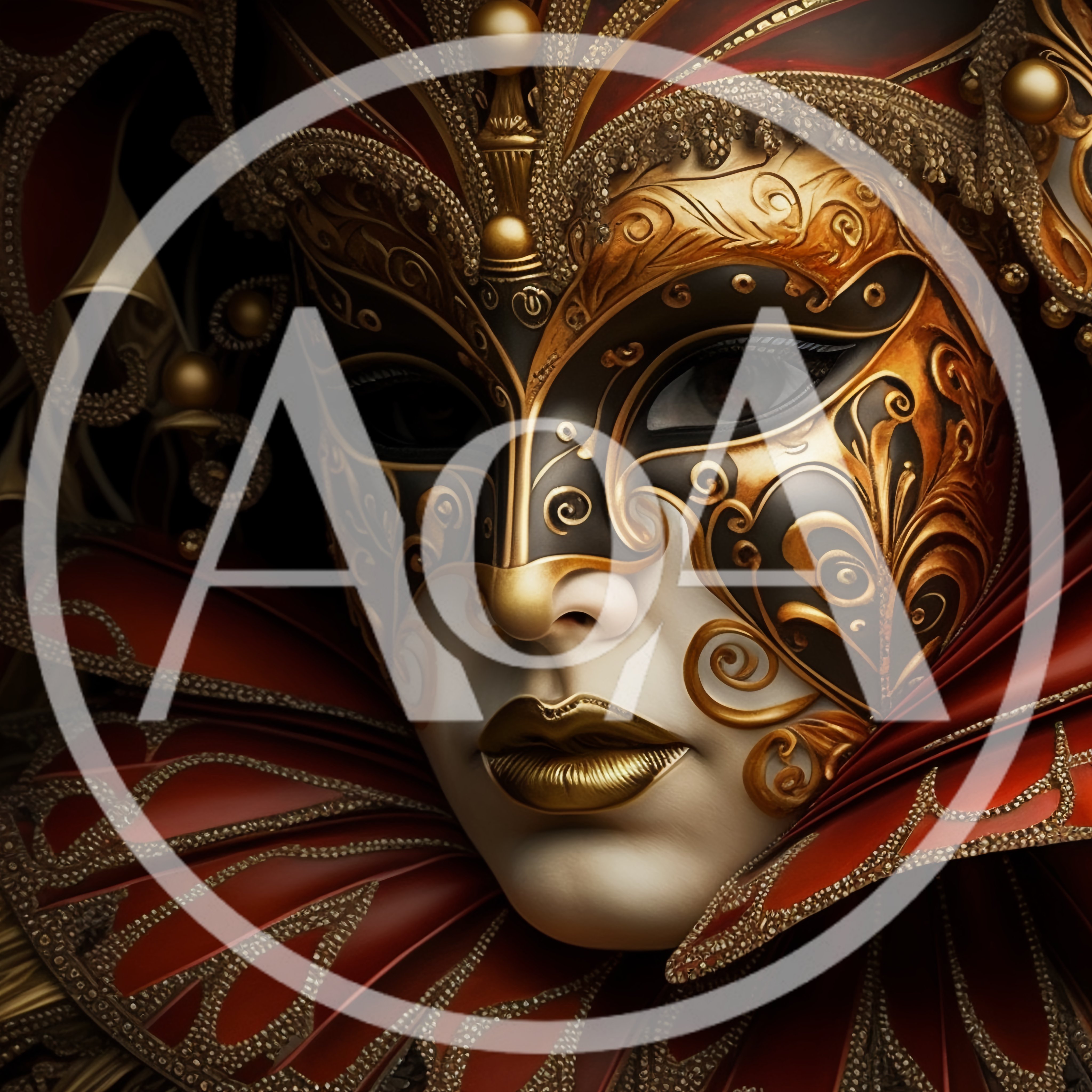 Ornate Venetian Masquerade Mask With Gold And Red Details