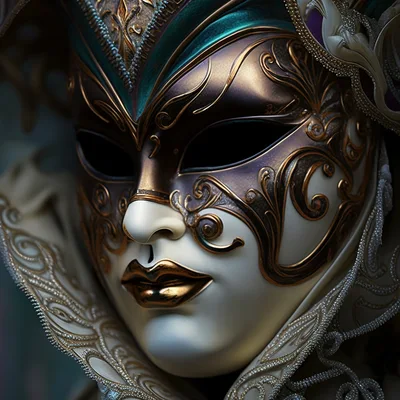 Ornate Venetian Masquerade Mask With Gold Filigree