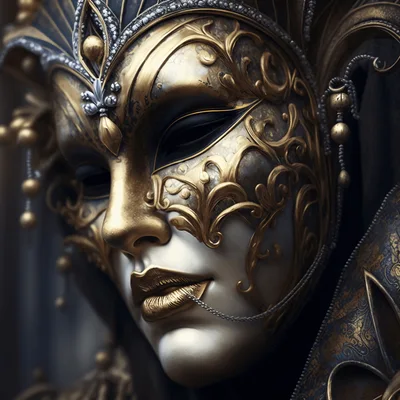 Ornate Venetian Masquerade Mask With Gold Filigree Details