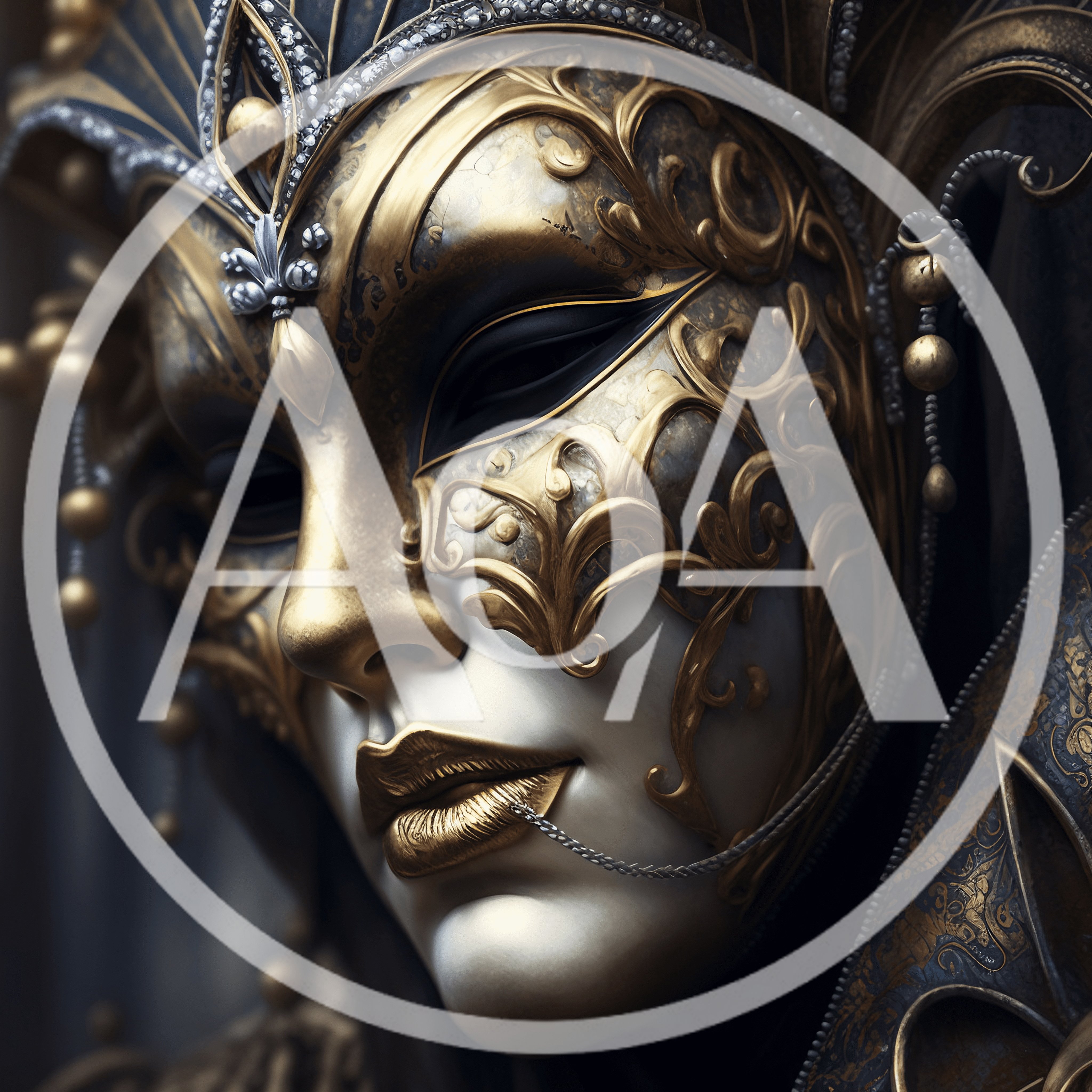 Ornate Venetian Masquerade Mask With Gold Filigree Details