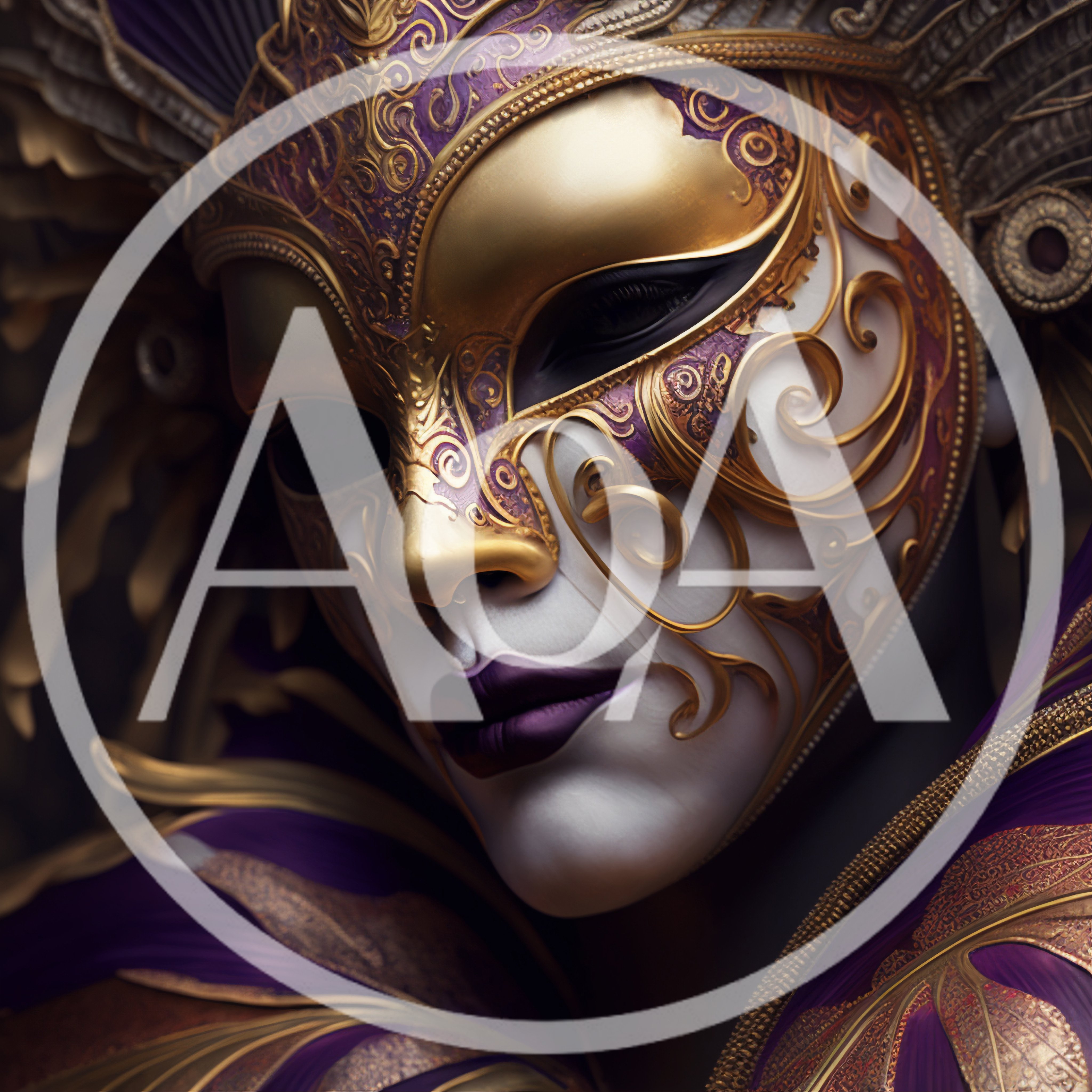 Ornate Venetian Masquerade Mask With Purple And Gold Details