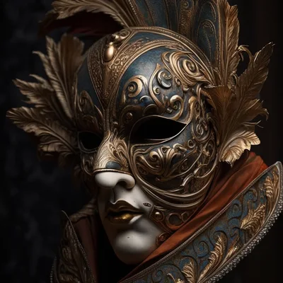 Ornate Venetian Masquerade Mask With Gold Filigree