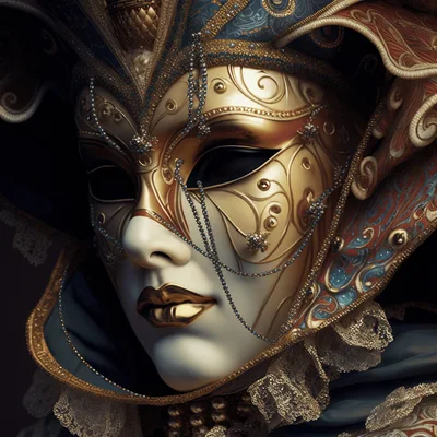 Ornate Venetian Masquerade Mask With Gold Accents