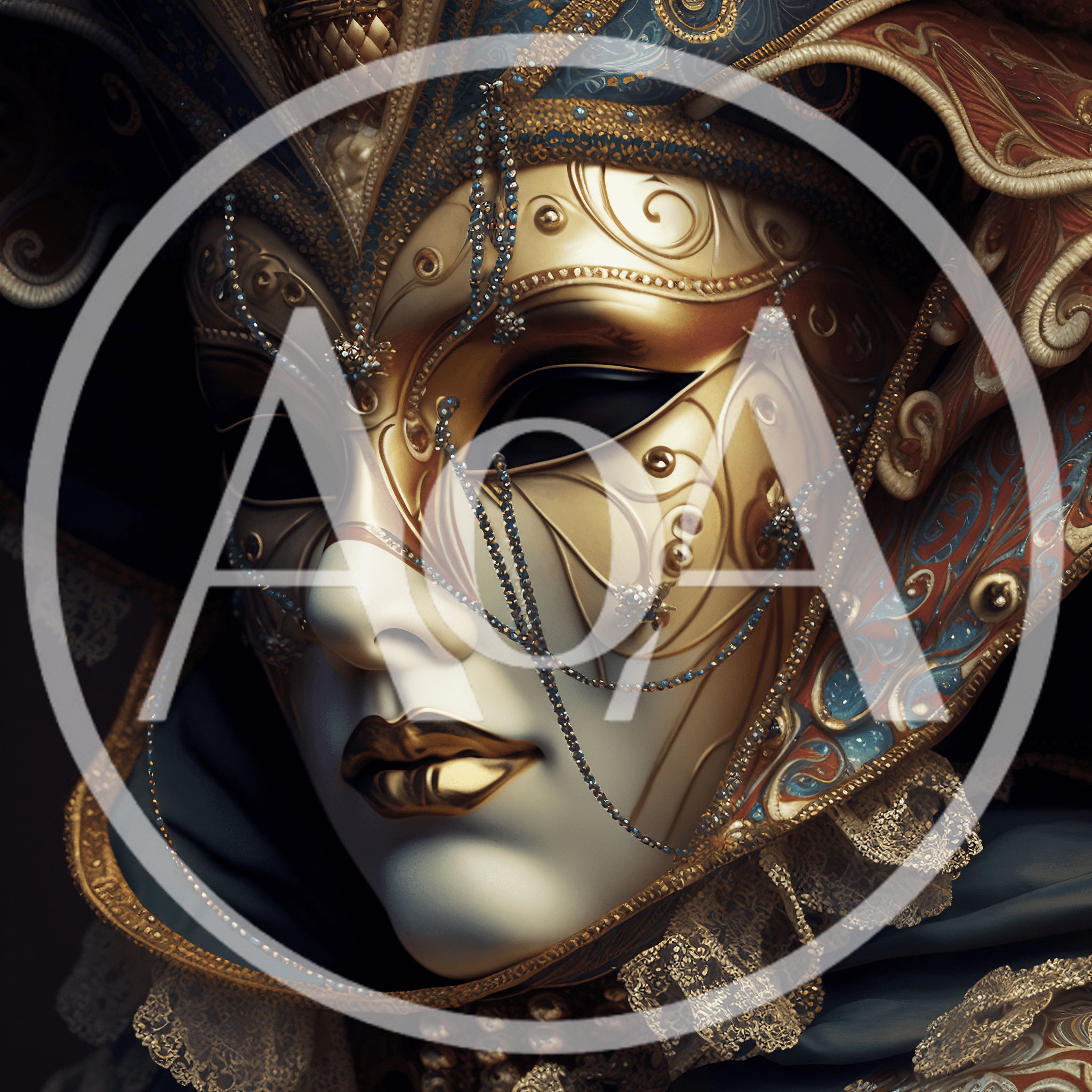 Ornate Venetian Masquerade Mask With Gold Accents