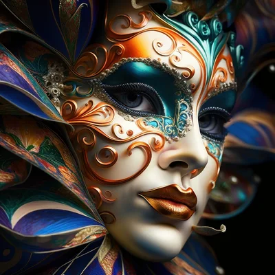 Intricate Venetian Masquerade Mask With Ornate Gold Filigree