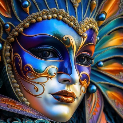 Ornate Venetian Carnival Mask With Intricate Gold Detailing