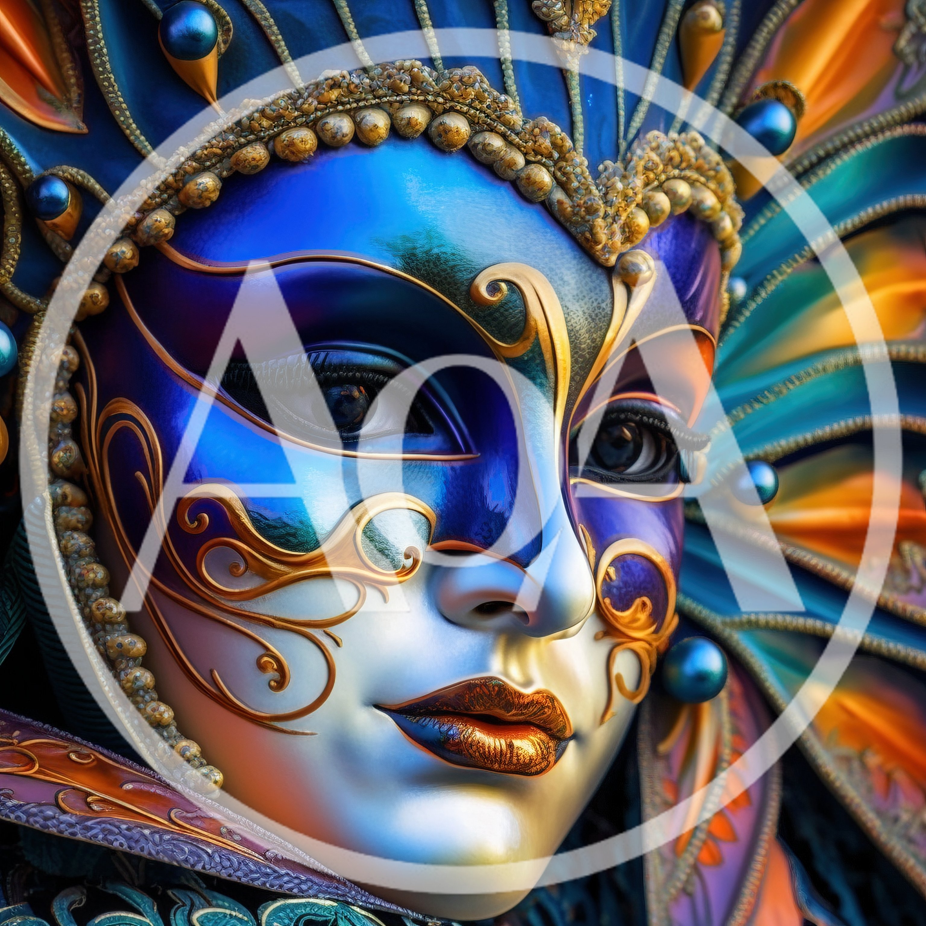 Ornate Venetian Carnival Mask With Intricate Gold Detailing
