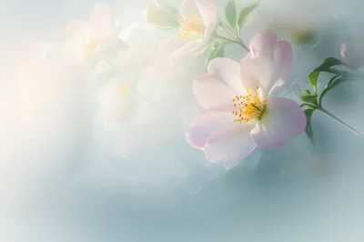 Soft Focus Pale Pink Wild Rose Flowers