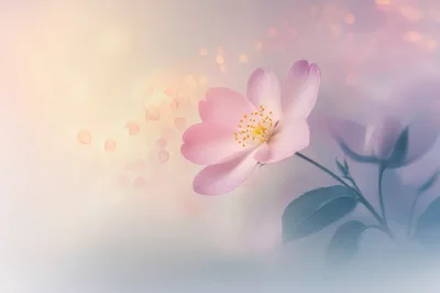 Soft Pink Wild Rose Flower With Bokeh Background