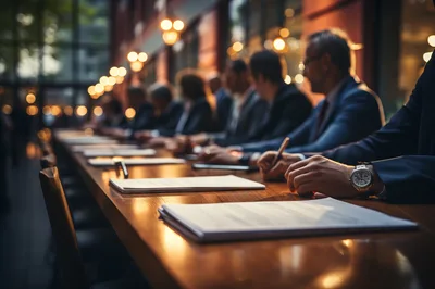 Business Professionals Attending A Formal Corporate Meeting