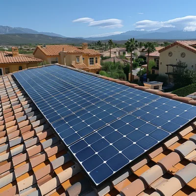 Solar Panels Installed On A Spanish Tile Roof
