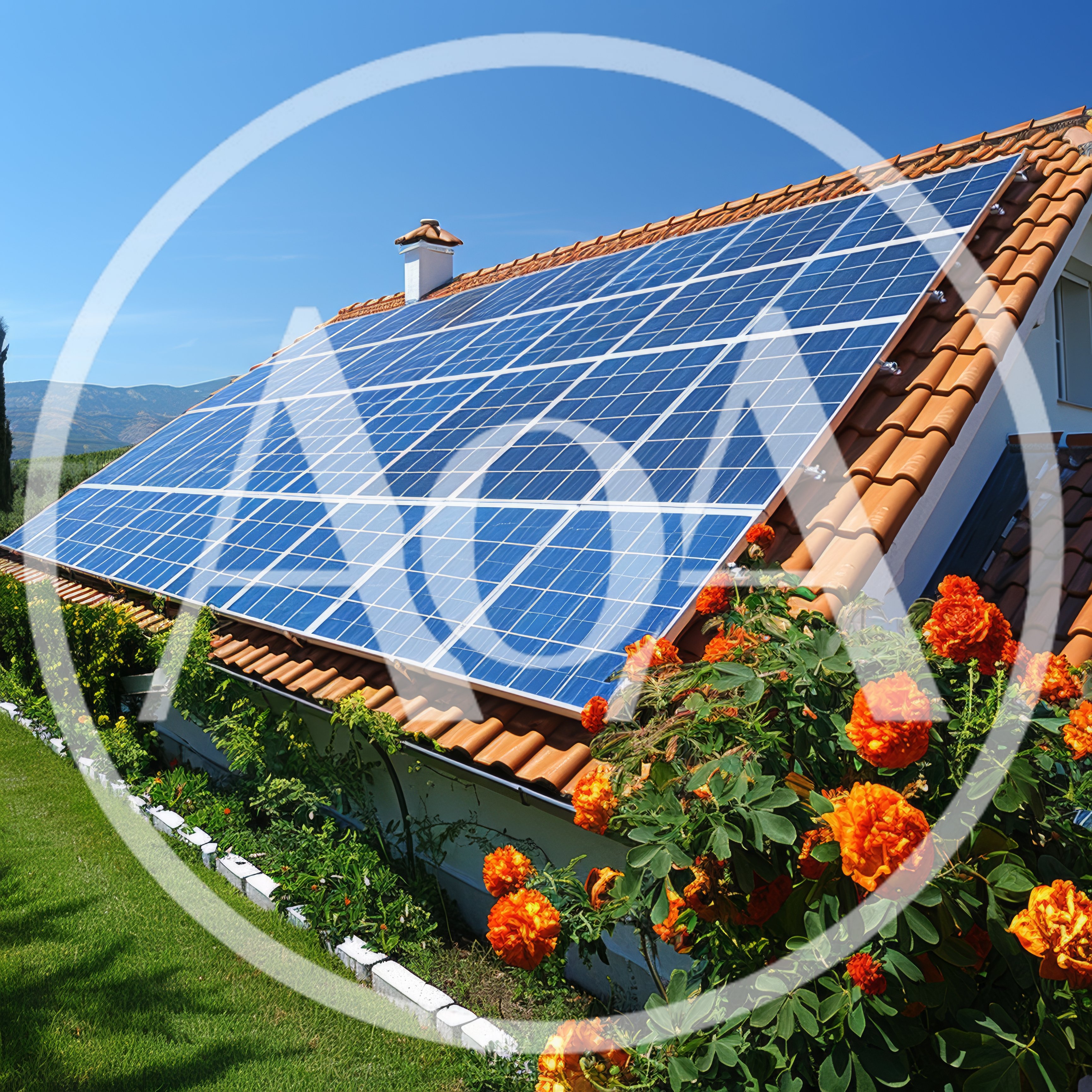 Solar Panels Installed On A Tiled Residential Roof