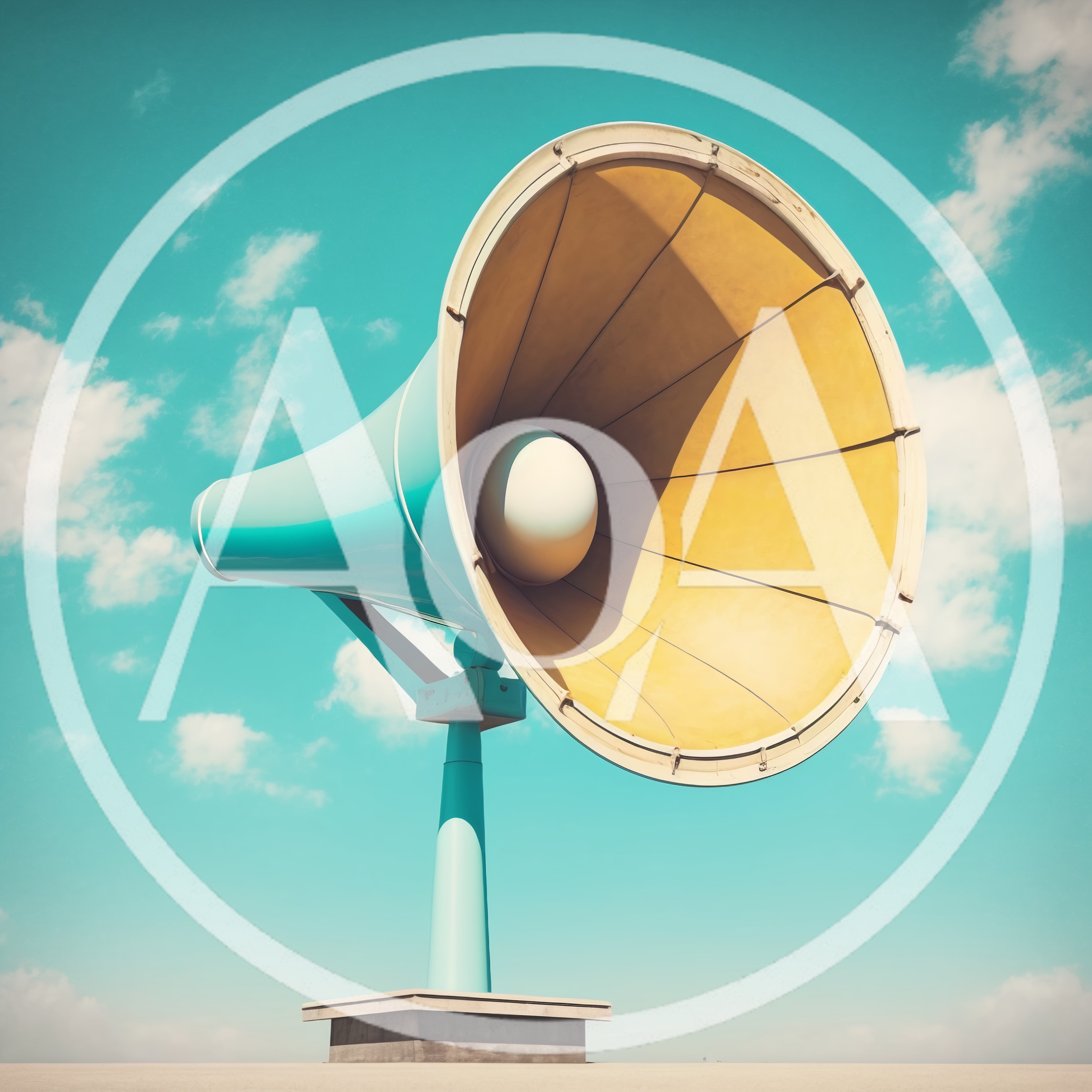 Vintage Style Megaphone Speaker Against Blue Sky