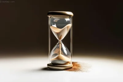 Hourglass With Flowing Sand On A Dark Background