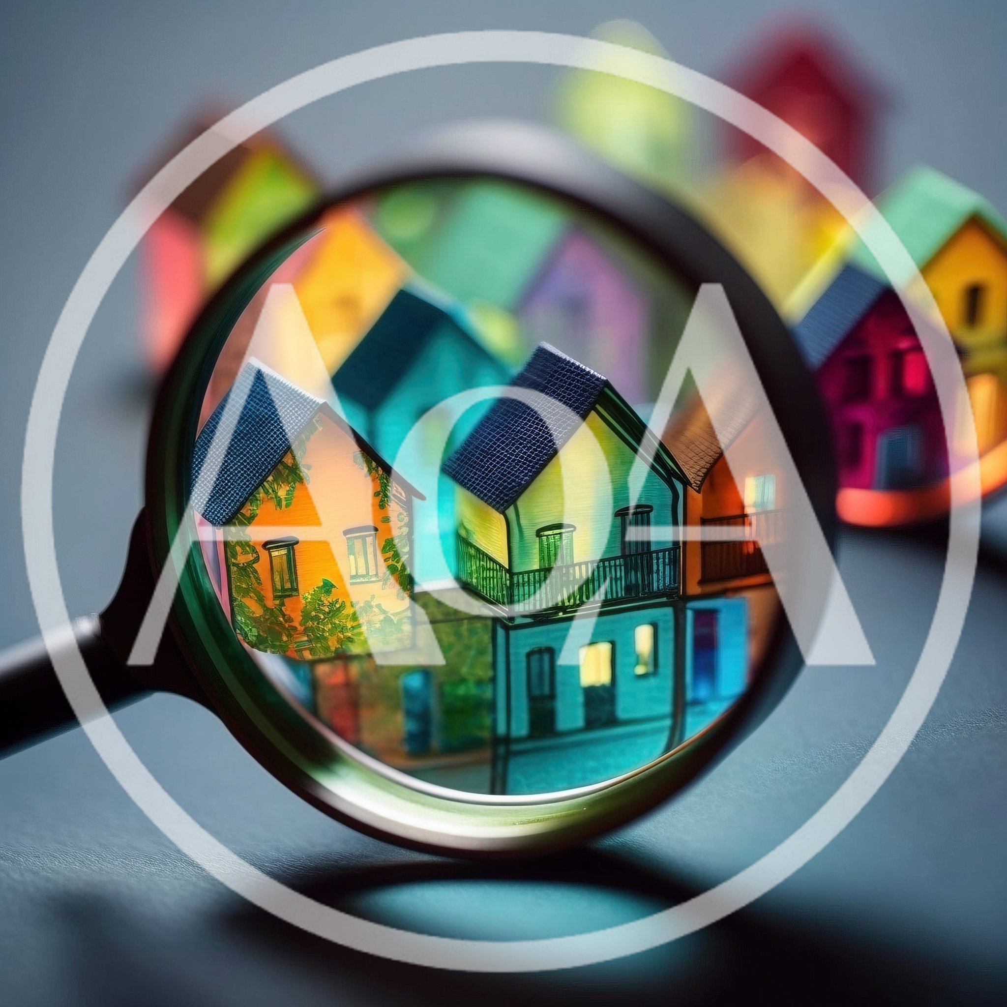 Magnifying Glass Focusing On Miniature Colorful Model Houses