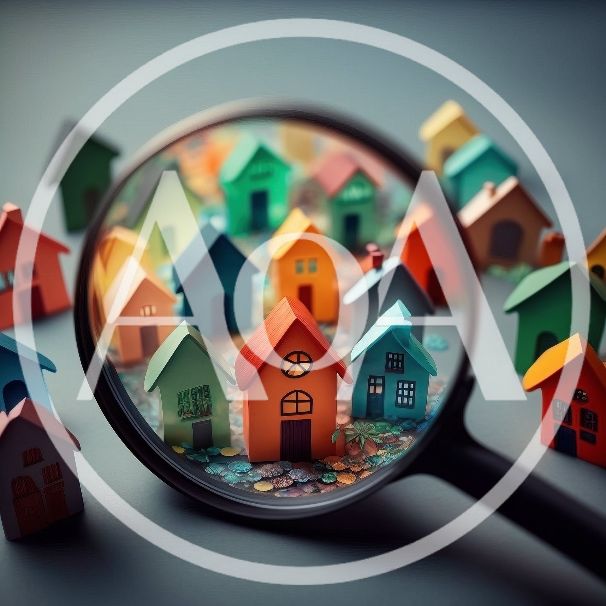 Magnifying Glass Focusing On Miniature Colorful Toy Houses