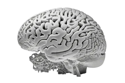 3D Rendered Human Brain Model On White Background