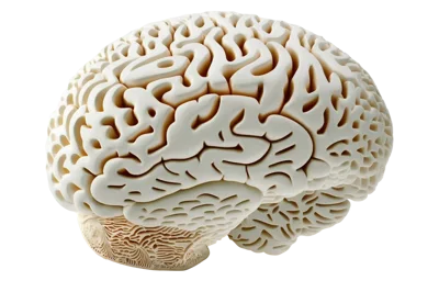 3D Rendered Human Brain Model On White Background