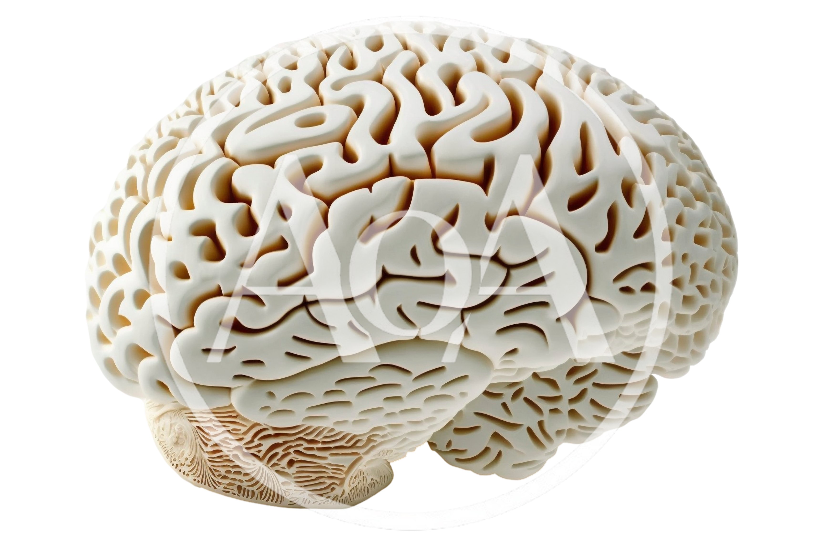 3D Rendered Human Brain Model On White Background