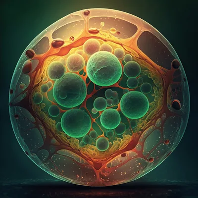 Abstract Microscopic Cell Structure With Internal Organelles