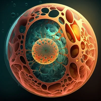 Abstract Biological Cell Structure With Intricate Internal Organelles