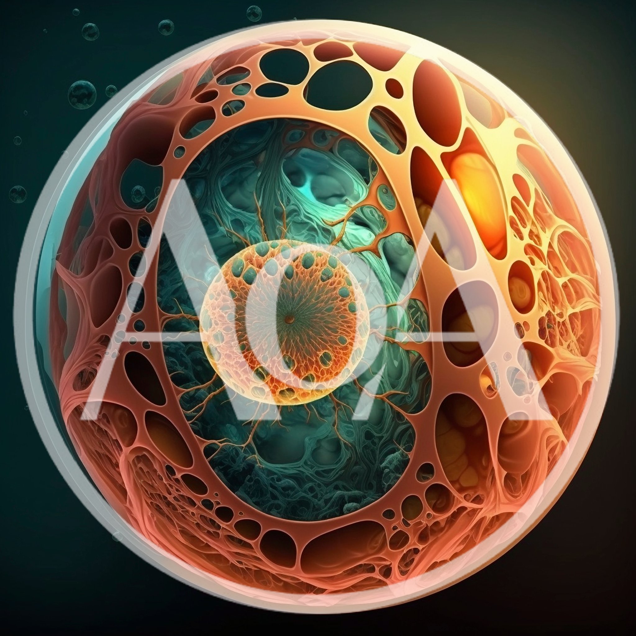 Abstract Biological Cell Structure With Intricate Internal Organelles