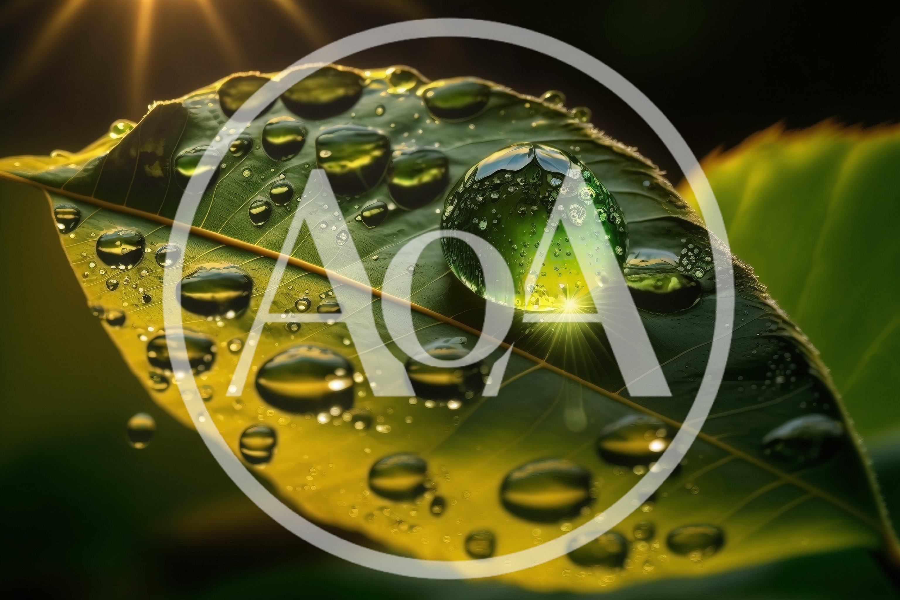 Large Dewdrop Reflecting Sunlight on a Green Leaf