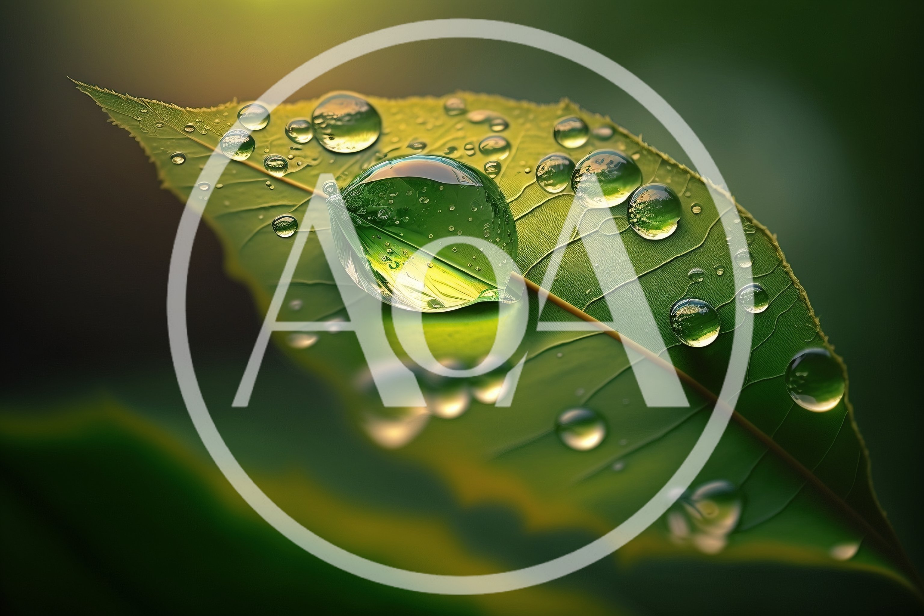 Dew Drops On A Vibrant Green Leaf